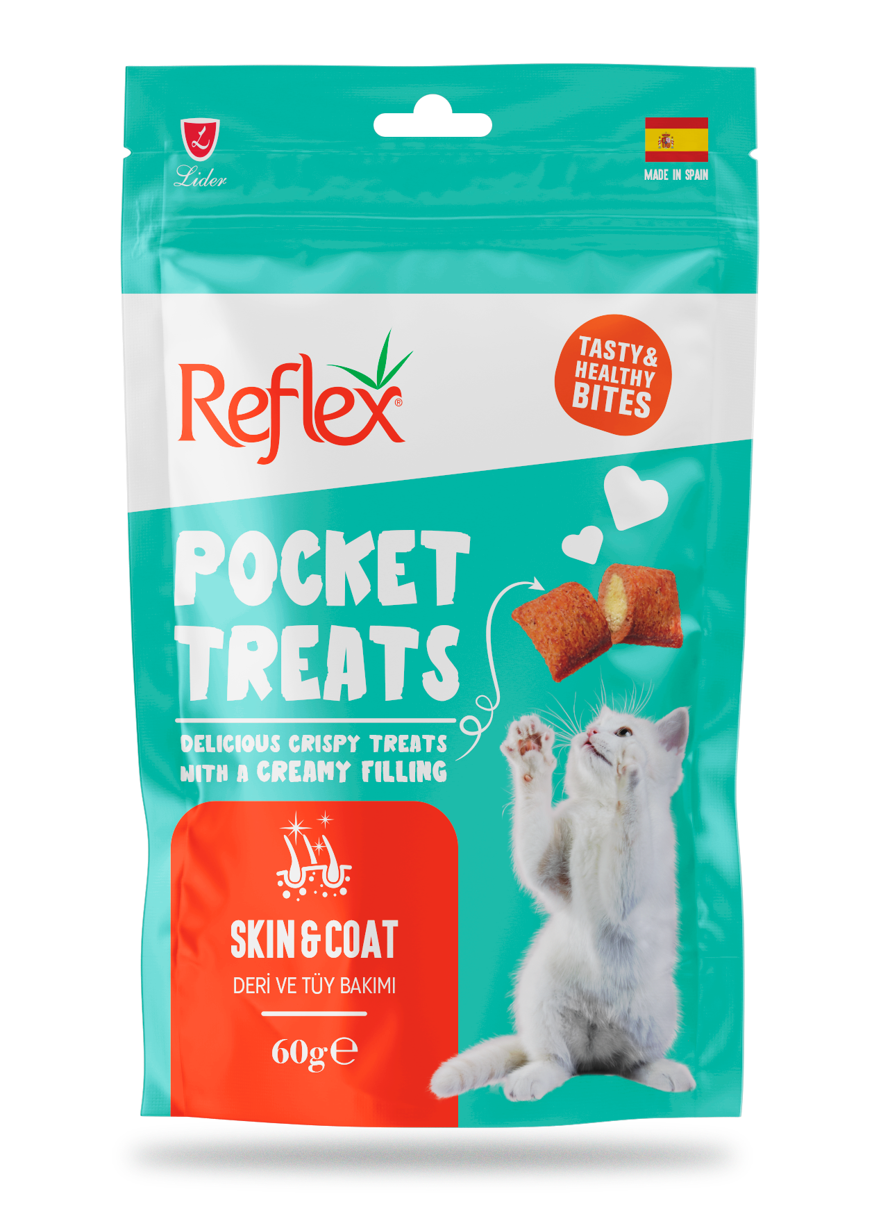 Reflex Pocket Treats / Deri ve Tüy Bakımı için Kedi Ödül Maması